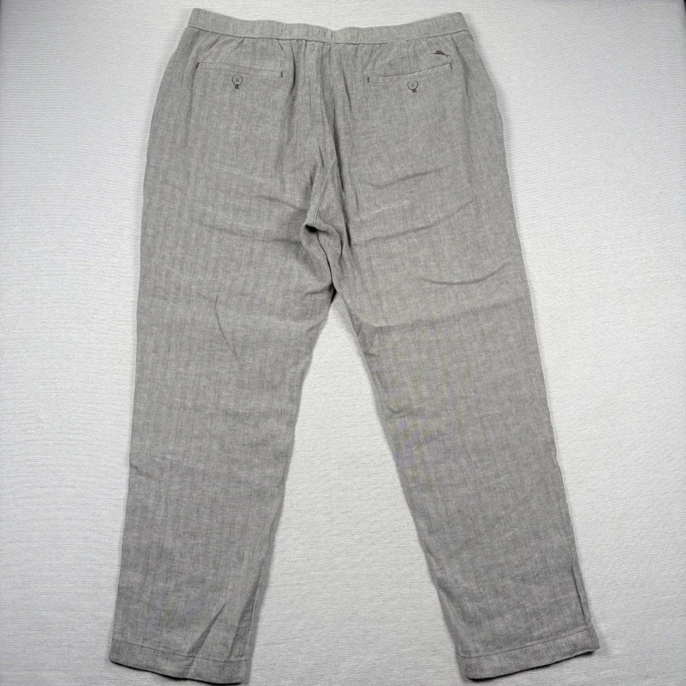 Tommy Bahama Beach Coast Linen Pants Mens Size XXL Gray Linen Blend Drawstring